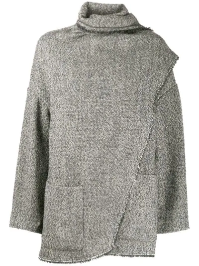 Shop Isabel Marant Étoile Draped Detail Coat In Grey
