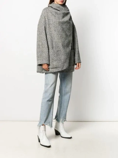 Shop Isabel Marant Étoile Draped Detail Coat In Grey