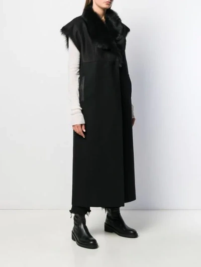 Shop Andrea Ya'aqov Sleeveless Shearling Coat In 09 Black