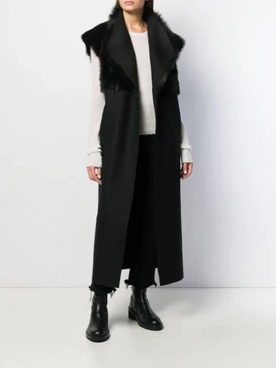 Shop Andrea Ya'aqov Sleeveless Shearling Coat In 09 Black