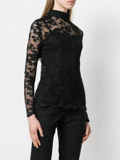 Shop Olvi S Olvi´s Lace-embroidered Fitted Blouse - Black
