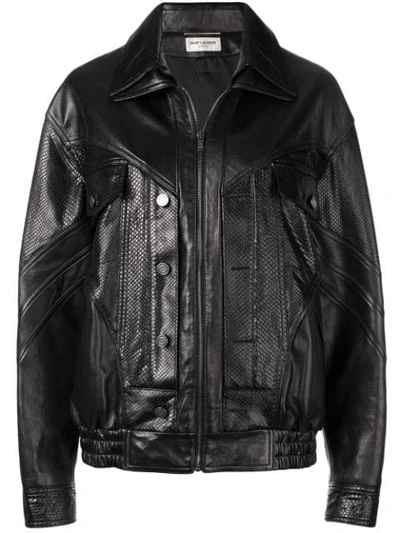 Shop Saint Laurent Zipped Biker Jacket In Black