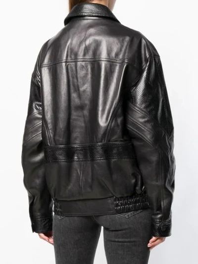 Shop Saint Laurent Zipped Biker Jacket In Black