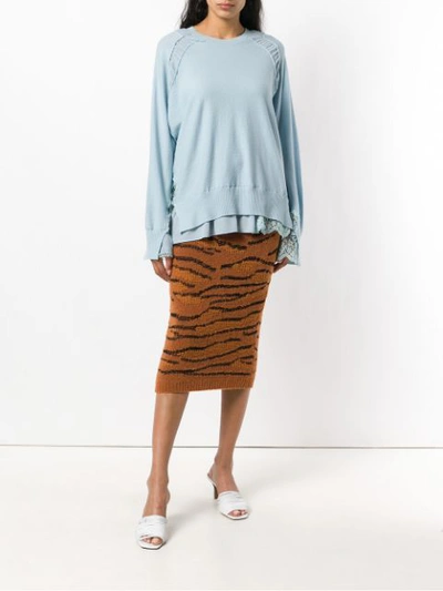 Shop Stella Mccartney Tiger Knit Pencil Skirt - Brown