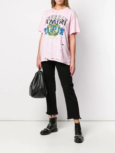 Shop Amiri T-shirt Mit "beverly Hills"-print In Powder Pink