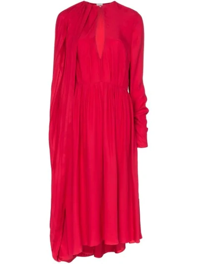 Shop Magda Butrym Vasto Cape Midi Dress In Pink