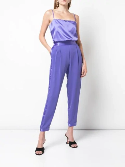Shop Fleur Du Mal Tapered Stripe Detail Trousers In Purple