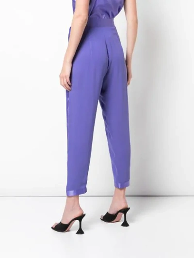 Shop Fleur Du Mal Tapered Stripe Detail Trousers In Purple