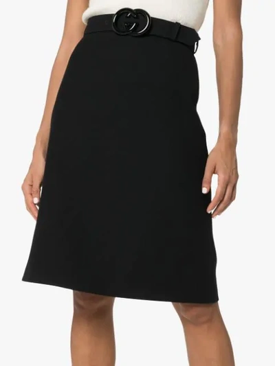 Shop Gucci Gg Belted Midi Skirt In Black
