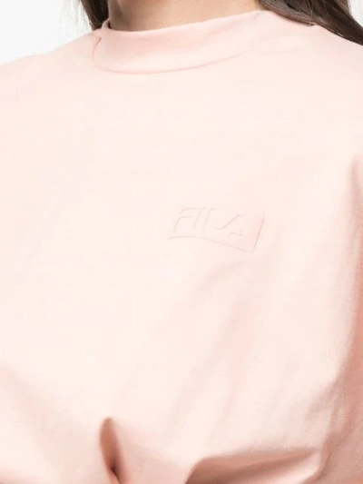 Shop Fila Crew Neck Cropped Sweatshirt In Pink