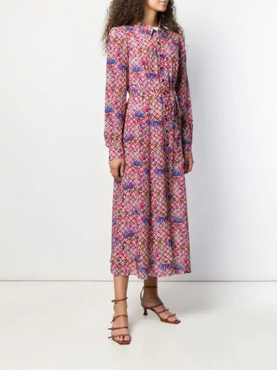 Shop Saloni Printed Shirt Dress In Pink