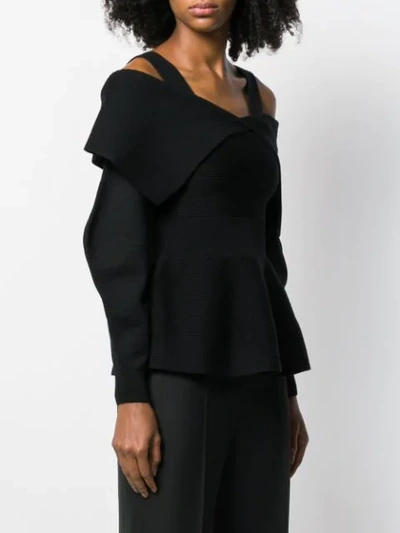 Shop Antonino Valenti Cold-shoulder Peplum Top In Black