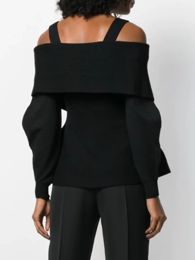 Shop Antonino Valenti Cold-shoulder Peplum Top In Black