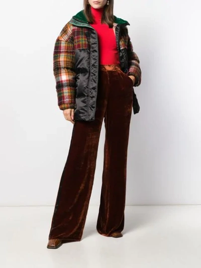 Shop Etro Crushed Velvet Trousers In Brown