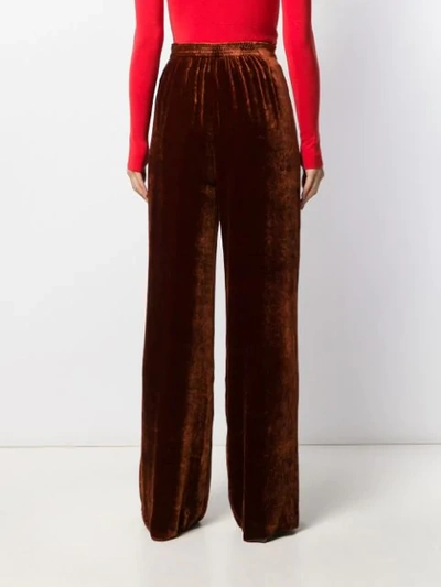 Shop Etro Crushed Velvet Trousers In Brown