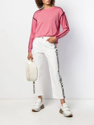 Shop Stella Mccartney Contrast-seam High-low Sweater In Pink