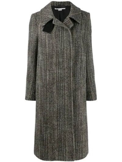 Shop Stella Mccartney Chevron Wool Coat In Black ,grey