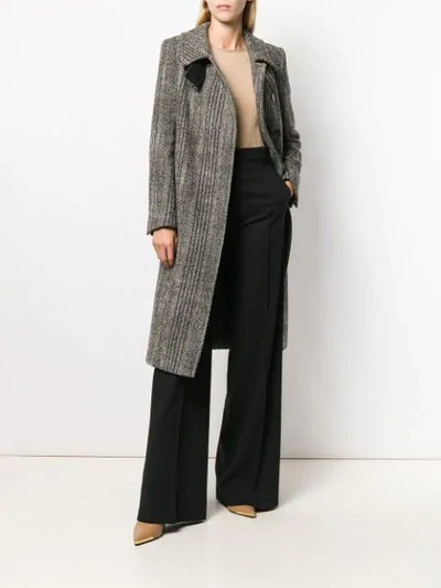 Shop Stella Mccartney Chevron Wool Coat In Black ,grey