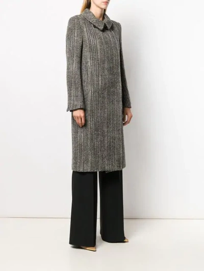 Shop Stella Mccartney Chevron Wool Coat In Black ,grey