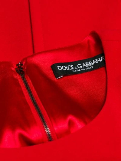 Shop Dolce & Gabbana Flared Cuff Peplum Dress In Red