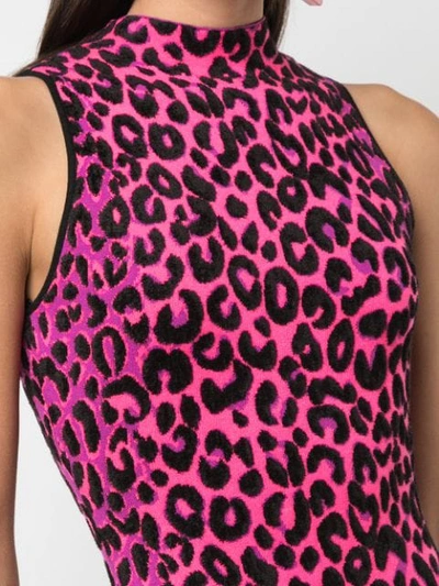 Shop Milly Leopard Print Midi Dress In Pink