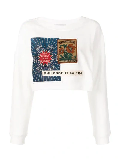 Shop Philosophy Di Lorenzo Serafini Cropped Patch Sweatshirt In White