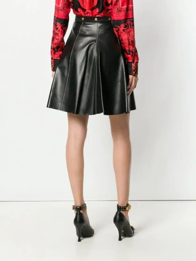 Shop Versace Leather Flared Skirt In Black