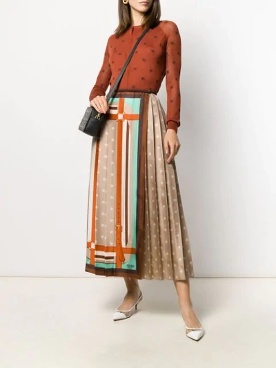 Shop Fendi Pleated Wrap Skirt In Neutrals