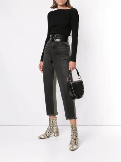 Shop Alexander Wang Cropped Ride Clash Jeans In Black