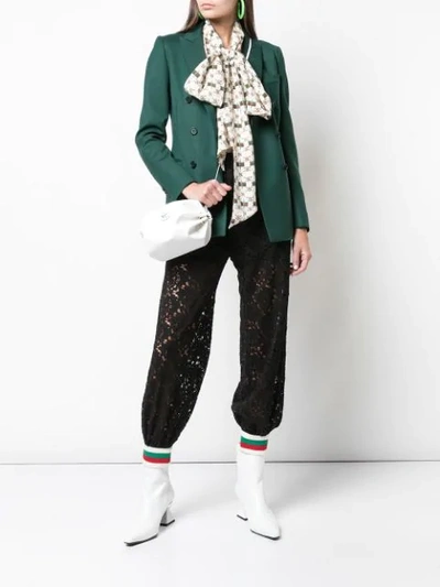 Shop Gucci Rebrodé Flower Lace Track Pants In Black