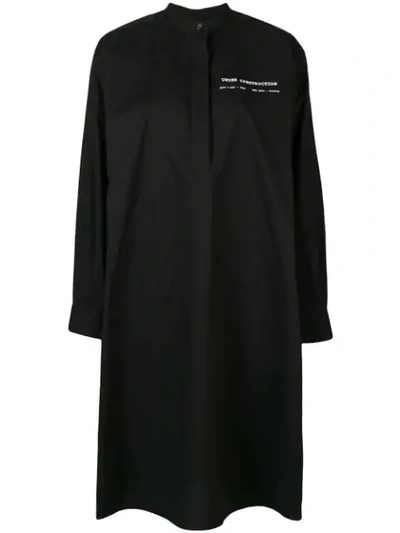Shop Mm6 Maison Margiela Oversized Mandarin Collar Shirt Dress - Black