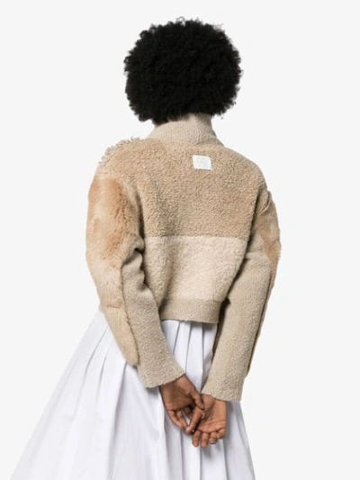 Shop Stella Mccartney Patchwork Faux Fur Bomber Jacket In 8490 Neutrals