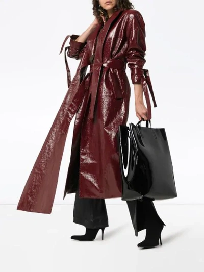 Shop Aleksandre Akhalkatsishvili Scarf Detail Vinyl Trench Coat In Red