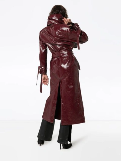 ALEKSANDRE AKHALKATSISHVILI BURGUNDY RED SCARF DETAIL TRENCH COAT - 红色