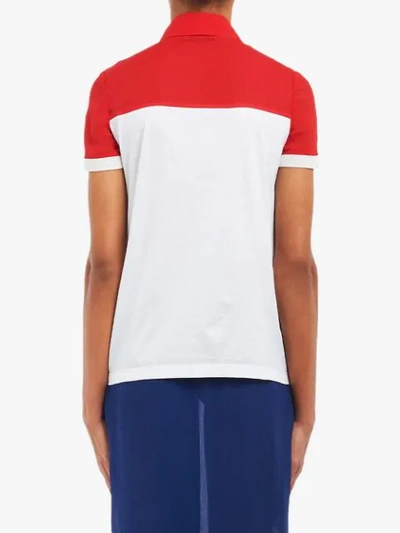 Shop Prada Ruffle Zipper Polo Shirt In F0xwt Red/white/ink Blue