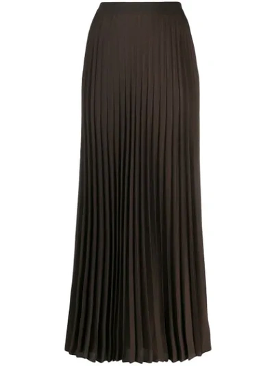 Shop Agnona Pleated Maxi Skirt In Brown