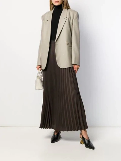 Shop Agnona Pleated Maxi Skirt In Brown