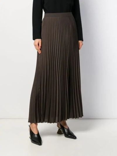 Shop Agnona Pleated Maxi Skirt In Brown