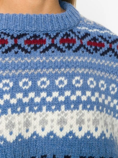 Shop Miu Miu Intarsia Knit Jumper In Blue