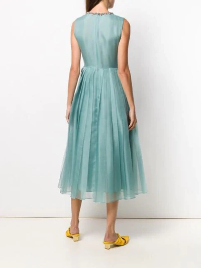 Shop Red Valentino Silk-organza Crystal Embellished Dress In Gf5 Dusty Blue