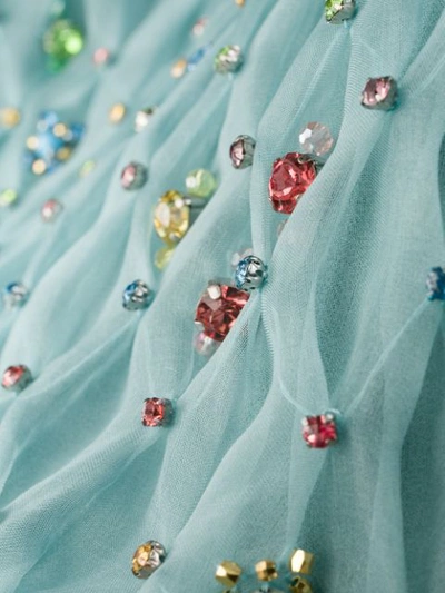 Shop Red Valentino Silk-organza Crystal Embellished Dress In Gf5 Dusty Blue
