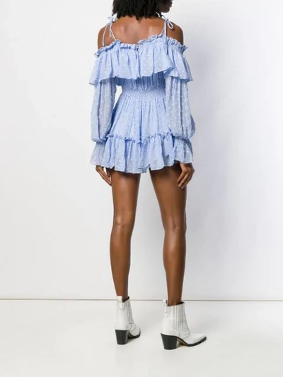 Shop Alice Mccall Polka Dot Ruffled Playsuit In Blue