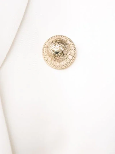 Shop Balmain Decorative Button Blazer In White