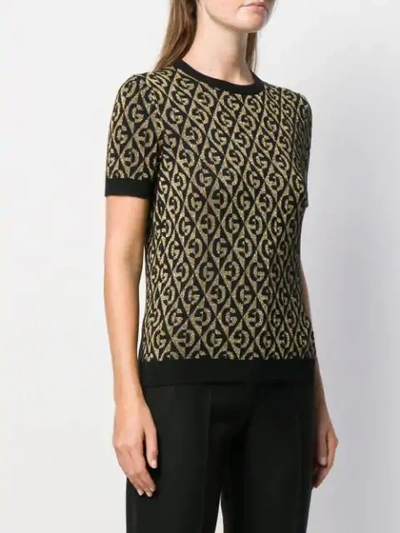 Shop Gucci Gg Rhombus Jacquard Knitted Top In Black