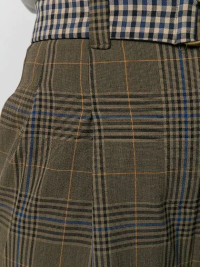 Shop Semicouture Checked Wide Leg Trousers In Brown