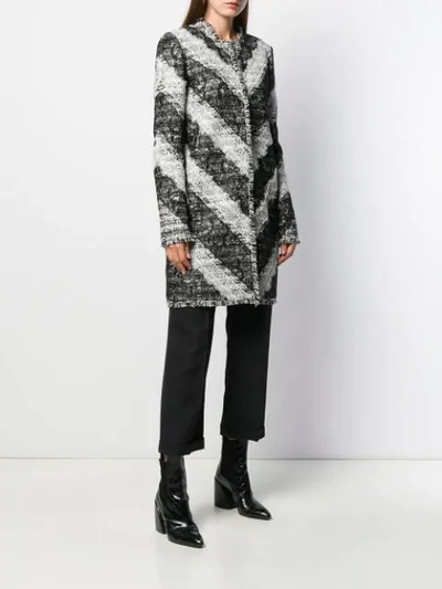 Shop Giambattista Valli Diagonal Stripe Lace-panel Coat In Black