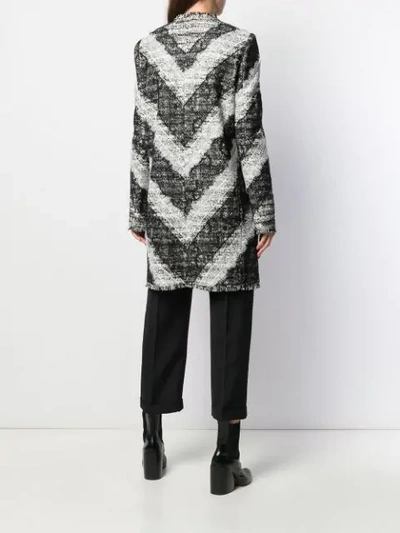 Shop Giambattista Valli Diagonal Stripe Lace-panel Coat In Black