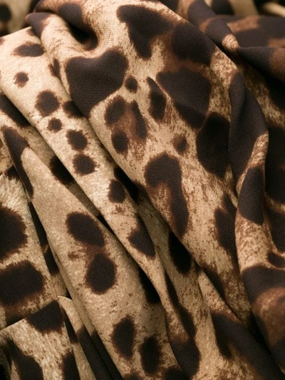 Shop Dolce & Gabbana Ruffle Leopard Print Dress In Brown