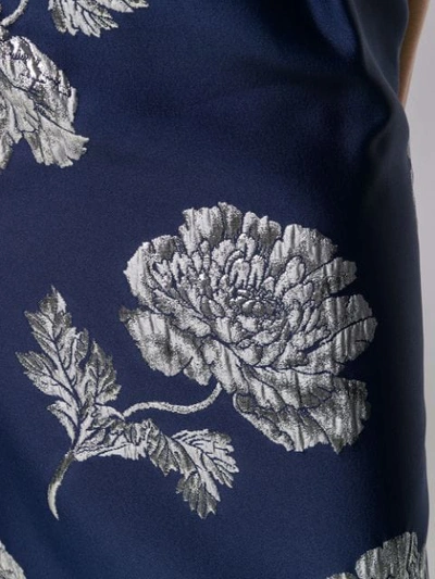 Shop Alexander Mcqueen Floral Jacquard Pencil Skirt In 4032 Sapphire Silver