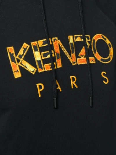 Shop Kenzo Embroidered Logo Hoodie In 99 Black